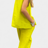 Leona | Conjunto de Chaleco y Pantalón Sin Mangas en Algodón Lino