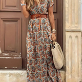 Emeka | Vestido largo bohemio fluido con cinturón