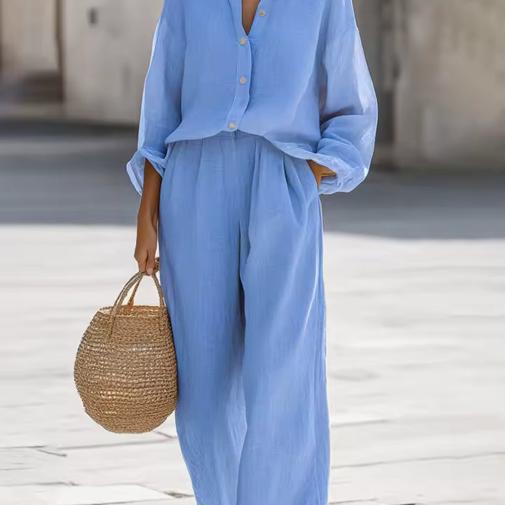 Saturnina | Conjunto de Pantalón Estilo Simple de Algodón
