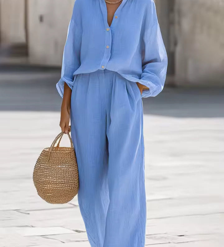 Saturnina | Conjunto de Pantalón Estilo Simple de Algodón