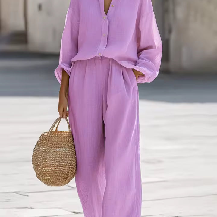Saturnina | Conjunto de Pantalón Estilo Simple de Algodón