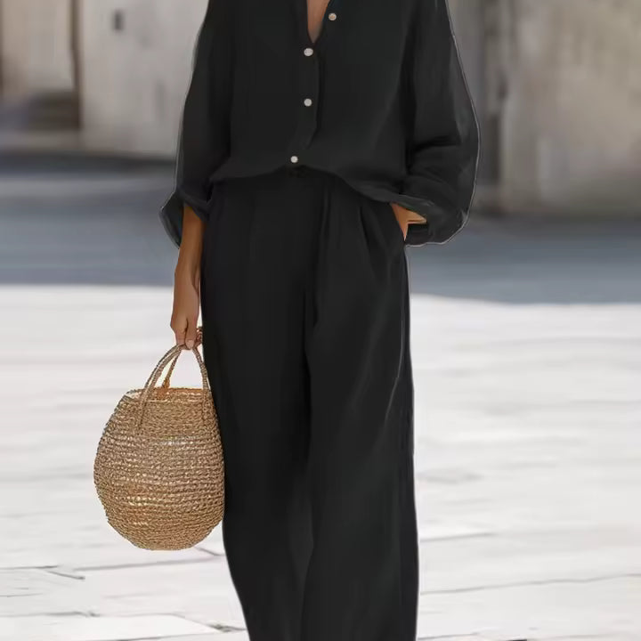 Saturnina | Conjunto de Pantalón Estilo Simple de Algodón