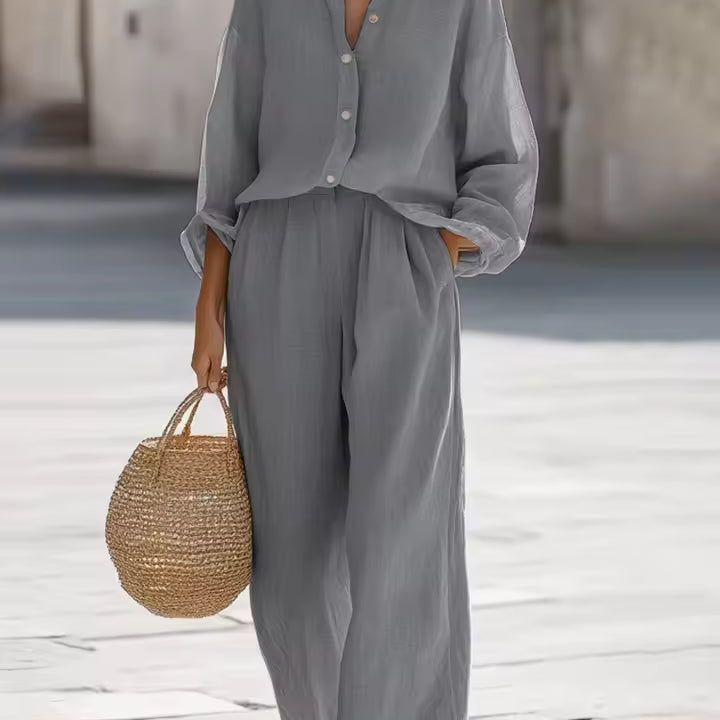 Saturnina | Conjunto de Pantalón Estilo Simple de Algodón
