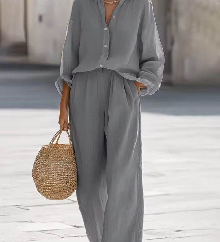 Saturnina | Conjunto de Pantalón Estilo Simple de Algodón