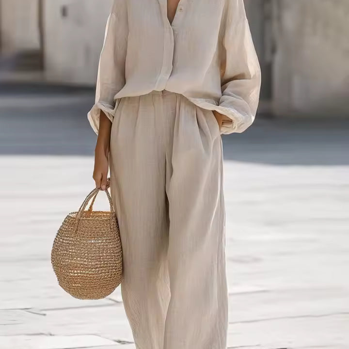 Saturnina | Conjunto de Pantalón Estilo Simple de Algodón