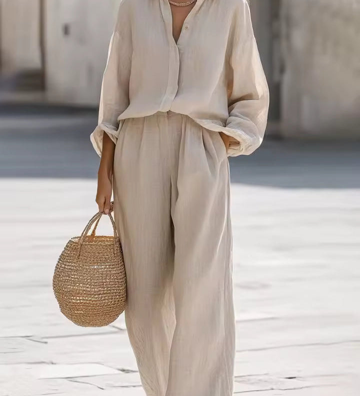 Saturnina | Conjunto de Pantalón Estilo Simple de Algodón