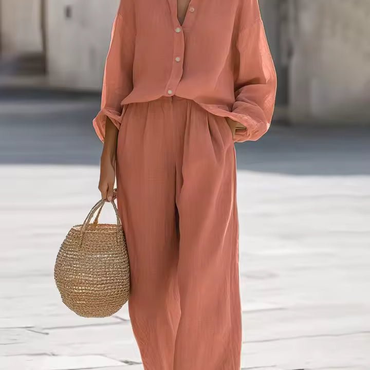 Saturnina | Conjunto de Pantalón Estilo Simple de Algodón