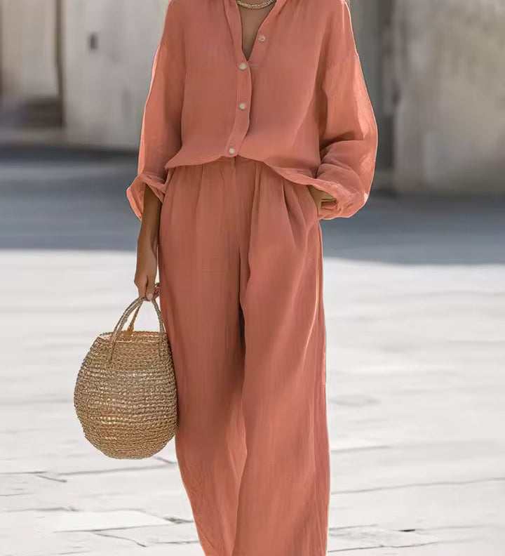 Saturnina | Conjunto de Pantalón Estilo Simple de Algodón