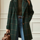 Florencia | Abrigo de Tweed a Cuadros con Solapas Retro