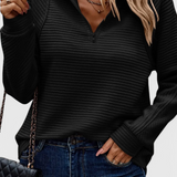 Helene | Jersey de Cuello en V con Cremallera y Manga Larga