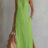 Jimena - Vestido midi de lino con cuello mao