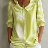 Athena | Blusa de Algodón a Rayas con Botones