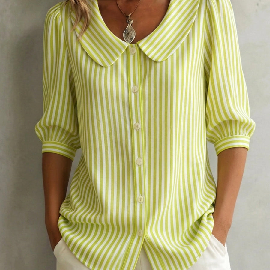 Athena | Blusa de Algodón a Rayas con Botones