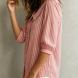 Athena | Blusa de Algodón a Rayas con Botones