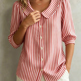 Athena | Blusa de Algodón a Rayas con Botones