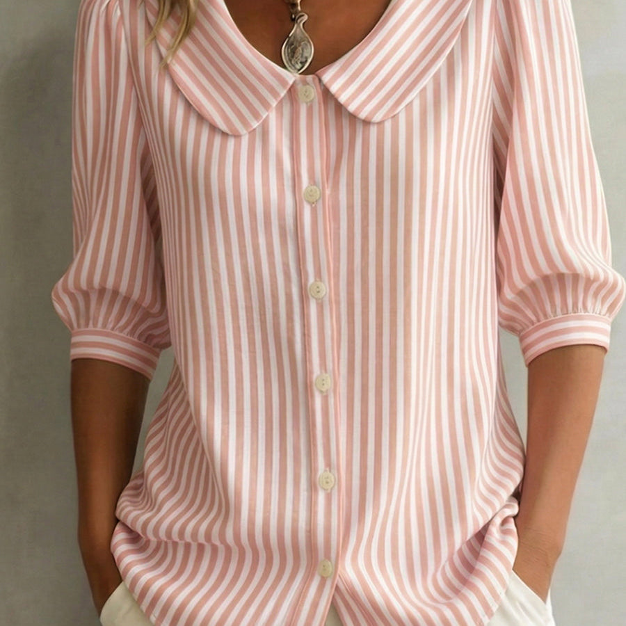 Athena | Blusa de Algodón a Rayas con Botones