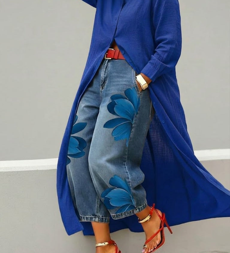 Fawzia | Vestido de & Conjunto de jeans florales