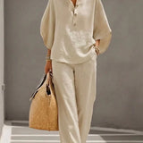 Maribel™ | Conjunto de lino con mangas murciélago y pantalón ancho