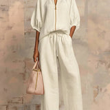 Cloe | Conjunto de dos piezas: Camisa de estilo relajado y pantalón de pernera ancha