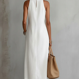 Jimena - Vestido midi de lino con cuello mao
