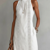 Jimena - Vestido midi de lino con cuello mao