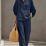 Maribel™ | Conjunto de lino con mangas murciélago y pantalón ancho
