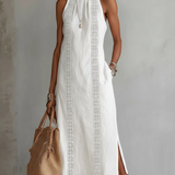 Jimena - Vestido midi de lino con cuello mao