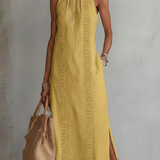 Jimena - Vestido midi de lino con cuello mao