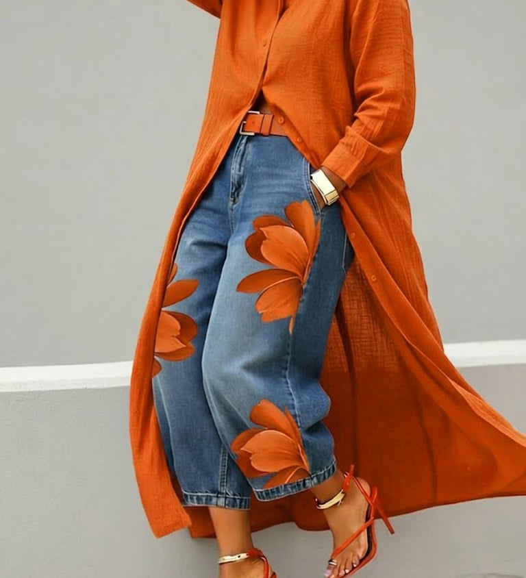 Fawzia | Vestido de & Conjunto de jeans florales