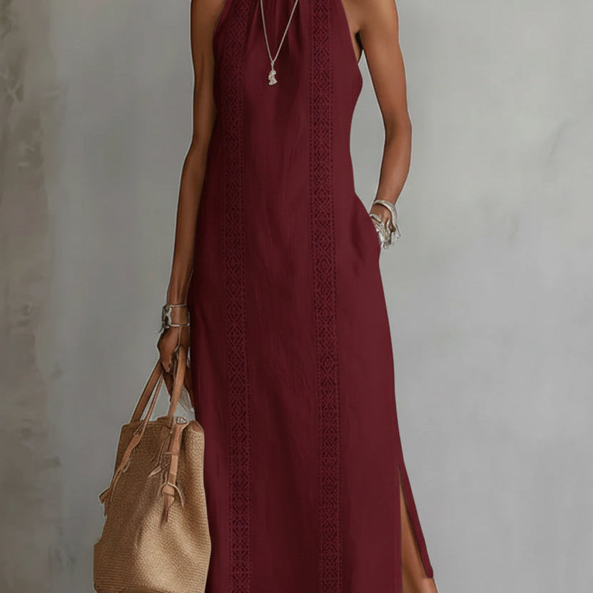 Jimena - Vestido midi de lino con cuello mao