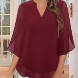 Aseret | Blusa de gasa chiffon con escote en V