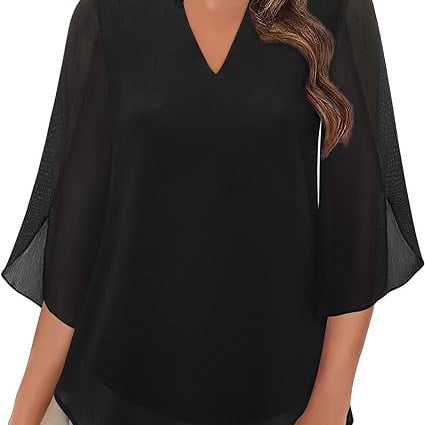 Aseret | Blusa de gasa chiffon con escote en V