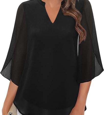 Aseret | Blusa de gasa chiffon con escote en V