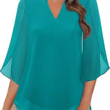Aseret | Blusa de gasa chiffon con escote en V