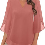 Aseret | Blusa de gasa chiffon con escote en V