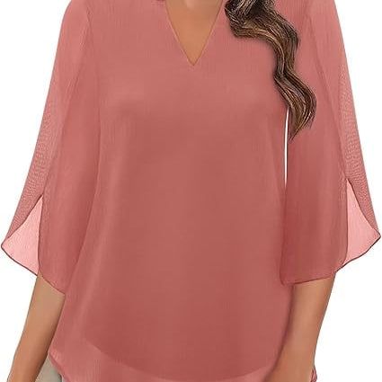 Aseret | Blusa de gasa chiffon con escote en V