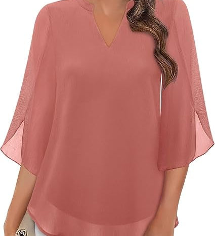 Aseret | Blusa de gasa chiffon con escote en V