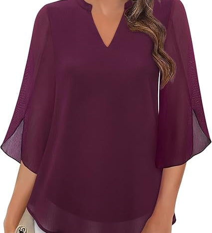 Aseret | Blusa de gasa chiffon con escote en V