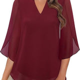 Aseret | Blusa de gasa chiffon con escote en V