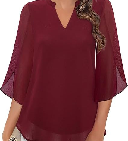 Aseret | Blusa de gasa chiffon con escote en V