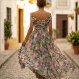Leo | Vestido largo fruncido para mujer con cuello en V elegante | Boda